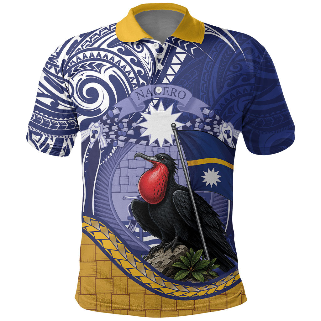Magnificent Frigatebird Nauru Polo Shirt Pandanus Weaving Polynesian Pattern