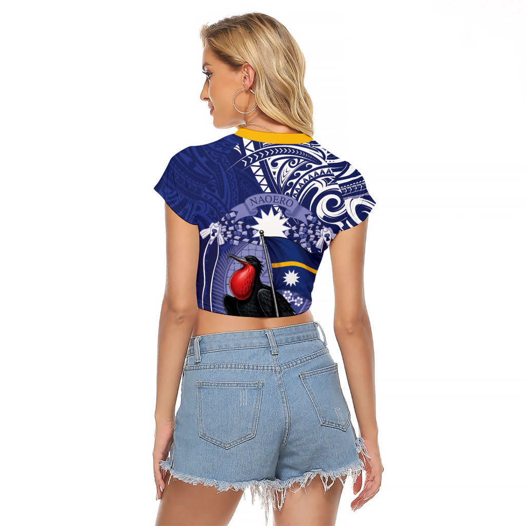 Magnificent Frigatebird Nauru Raglan Cropped T Shirt Pandanus Weaving Polynesian Pattern