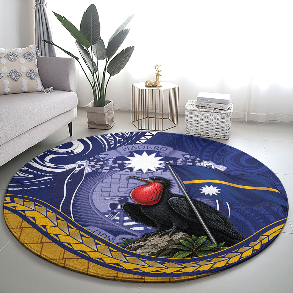 Magnificent Frigatebird Nauru Round Carpet Pandanus Weaving Polynesian Pattern