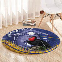 Magnificent Frigatebird Nauru Round Carpet Pandanus Weaving Polynesian Pattern