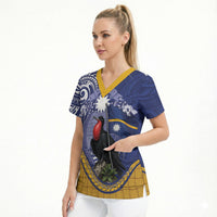 Magnificent Frigatebird Nauru Scrub Top Pandanus Weaving Polynesian Pattern