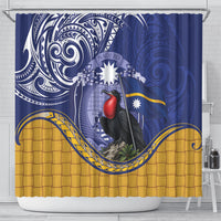 Magnificent Frigatebird Nauru Shower Curtain Pandanus Weaving Polynesian Pattern