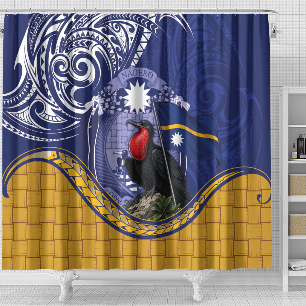 Magnificent Frigatebird Nauru Shower Curtain Pandanus Weaving Polynesian Pattern