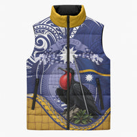 Magnificent Frigatebird Nauru Sleeveless Puffer Jacket Pandanus Weaving Polynesian Pattern
