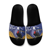 Magnificent Frigatebird Nauru Slide Sandals Pandanus Weaving Polynesian Pattern