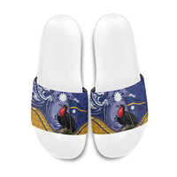 Magnificent Frigatebird Nauru Slide Sandals Pandanus Weaving Polynesian Pattern