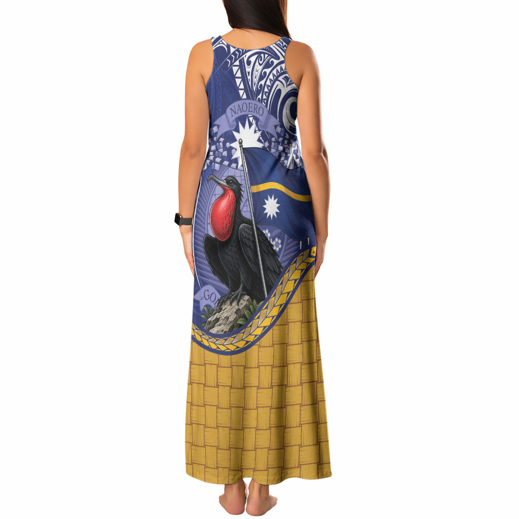 Magnificent Frigatebird Nauru Tank Maxi Dress Pandanus Weaving Polynesian Pattern