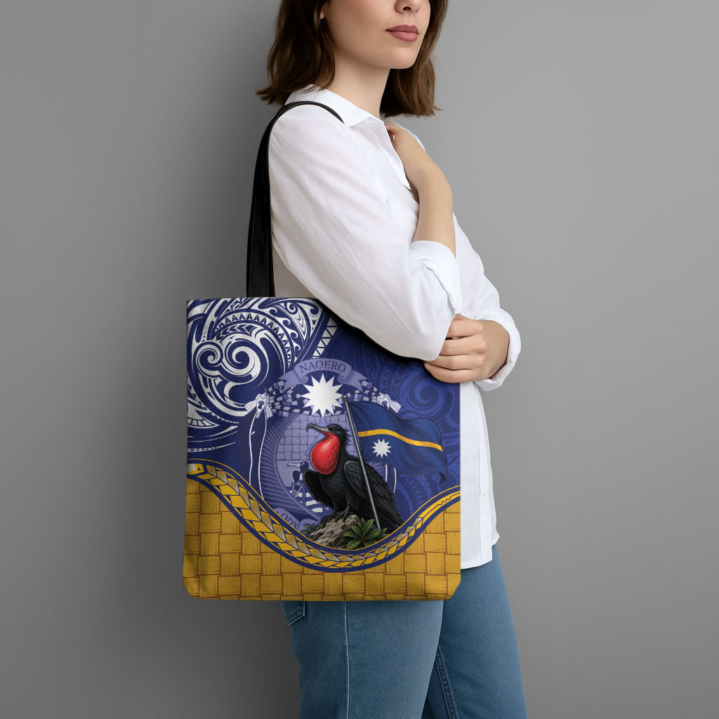 Magnificent Frigatebird Nauru Tote Bag Pandanus Weaving Polynesian Pattern