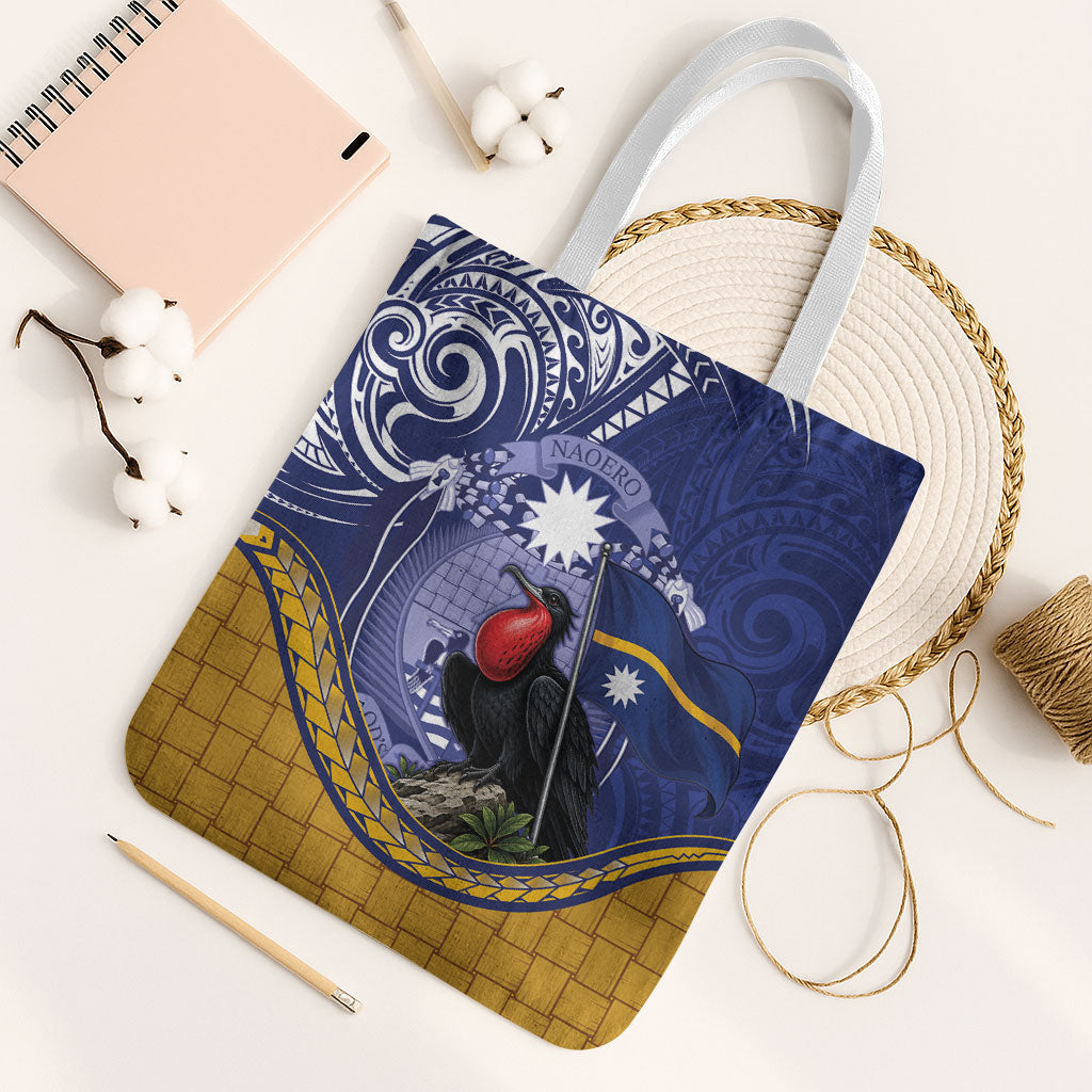 Magnificent Frigatebird Nauru Tote Bag Pandanus Weaving Polynesian Pattern