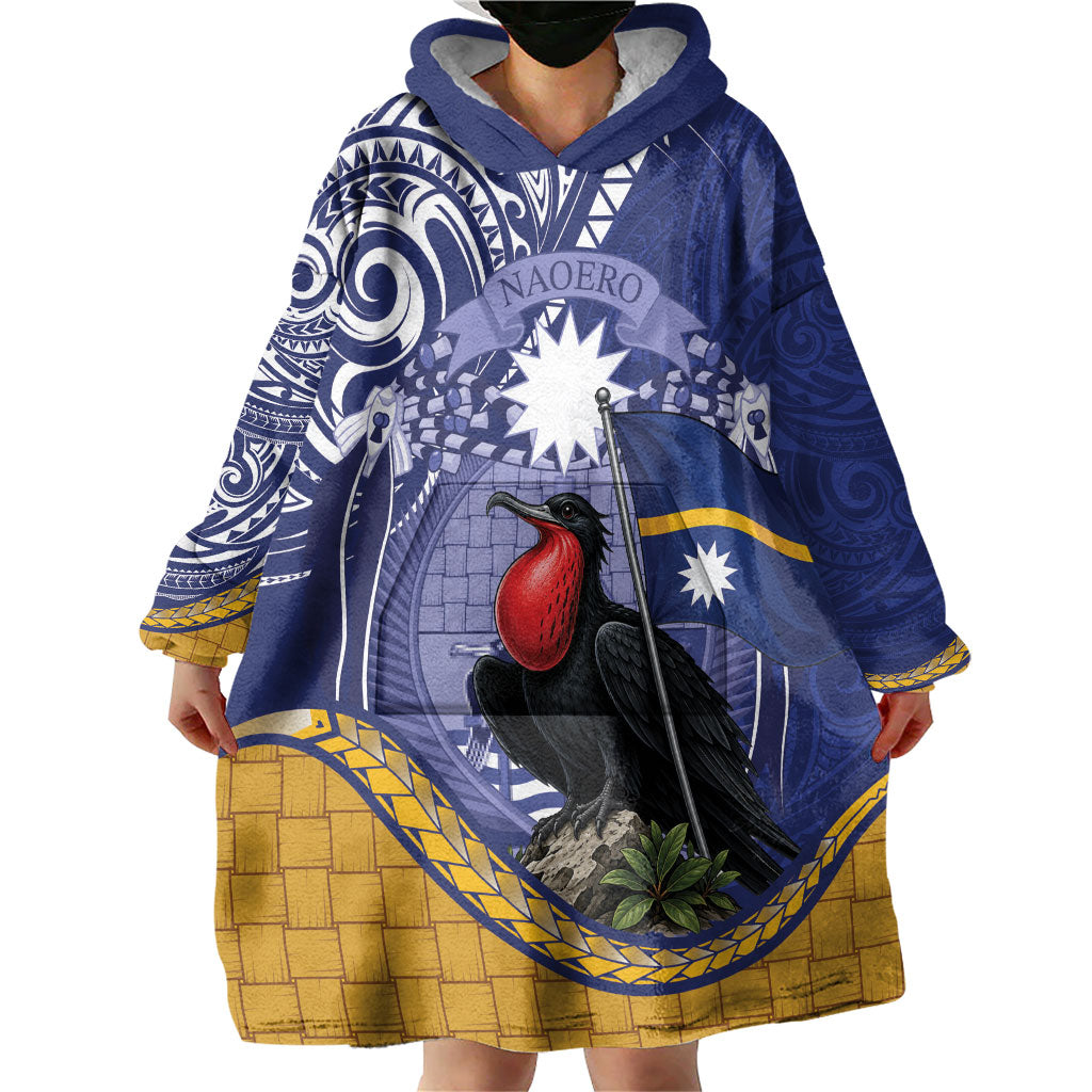 Magnificent Frigatebird Nauru Wearable Blanket Hoodie Pandanus Weaving Polynesian Pattern