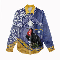 Magnificent Frigatebird Nauru Women Casual Shirt Pandanus Weaving Polynesian Pattern