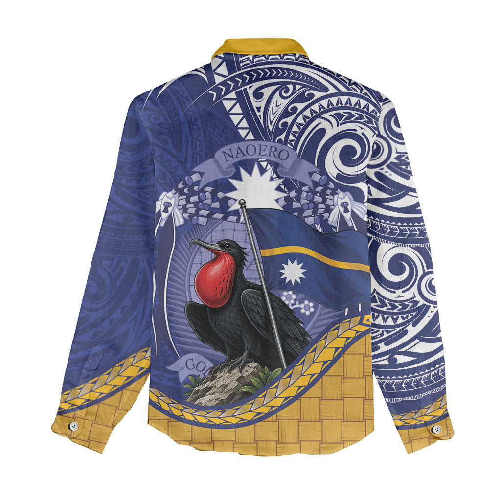 Magnificent Frigatebird Nauru Women Casual Shirt Pandanus Weaving Polynesian Pattern