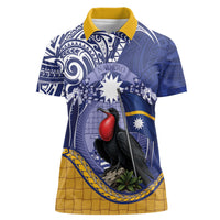 Magnificent Frigatebird Nauru Women Polo Shirt Pandanus Weaving Polynesian Pattern