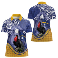 Magnificent Frigatebird Nauru Women Polo Shirt Pandanus Weaving Polynesian Pattern