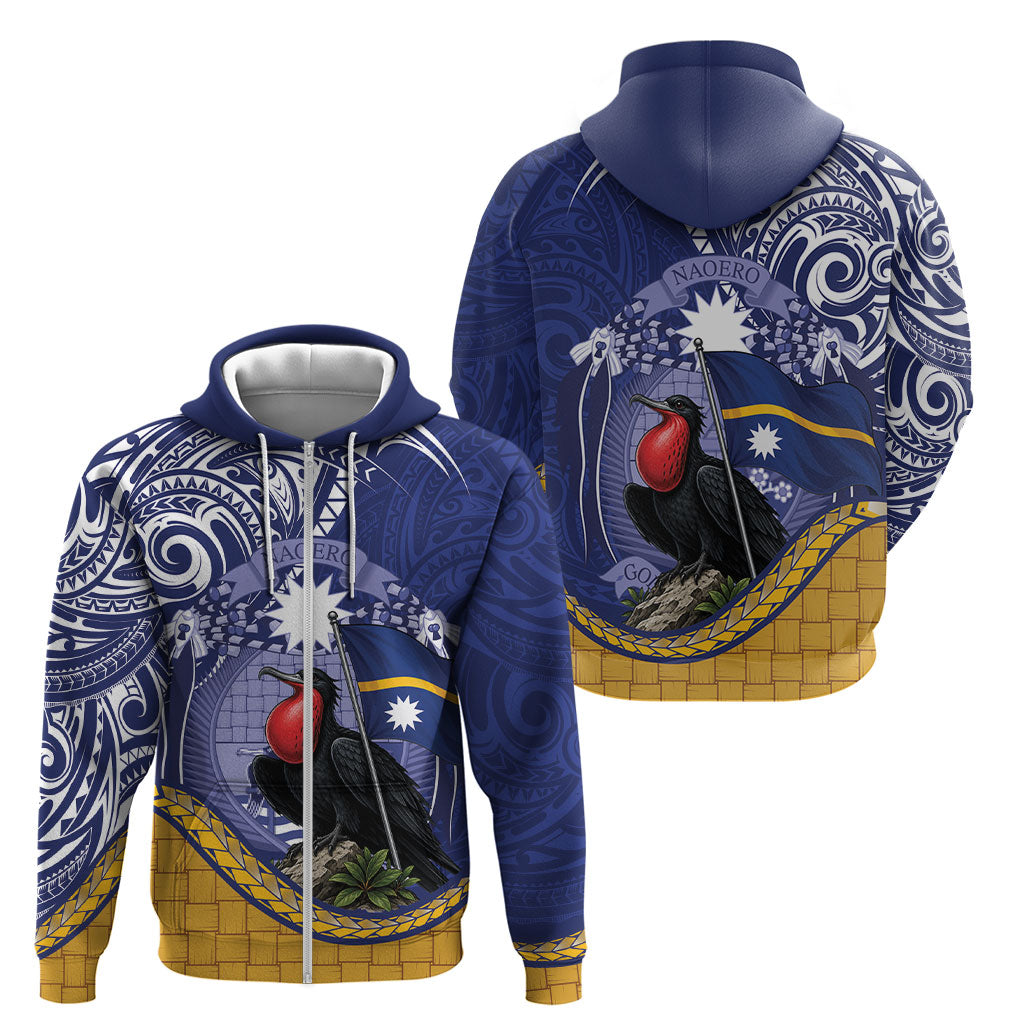 Magnificent Frigatebird Nauru Zip Hoodie Pandanus Weaving Polynesian Pattern