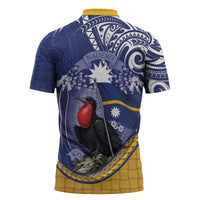 Magnificent Frigatebird Nauru Zipper Polo Shirt Pandanus Weaving Polynesian Pattern