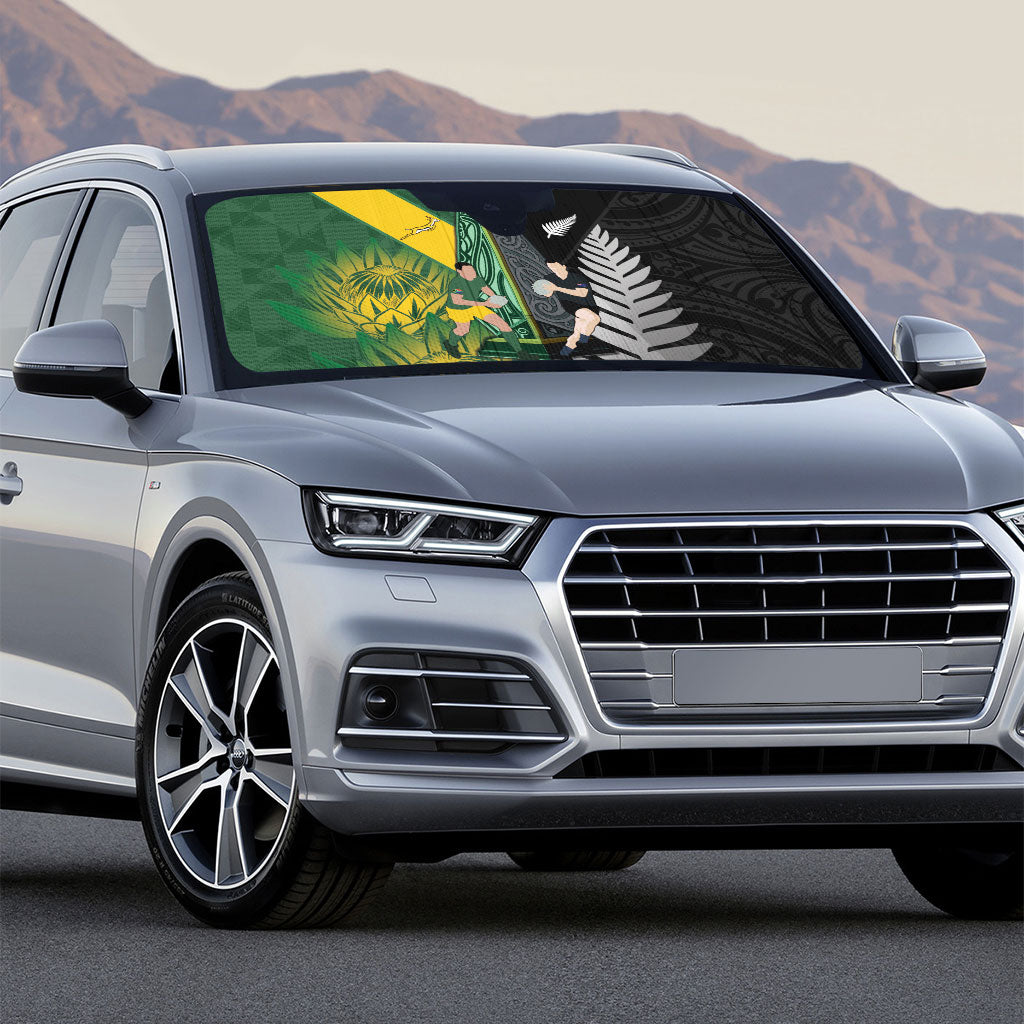 New Zealand and South Africa Rugby Auto Sun Shade Ultimate Rivalry All Black Springboks