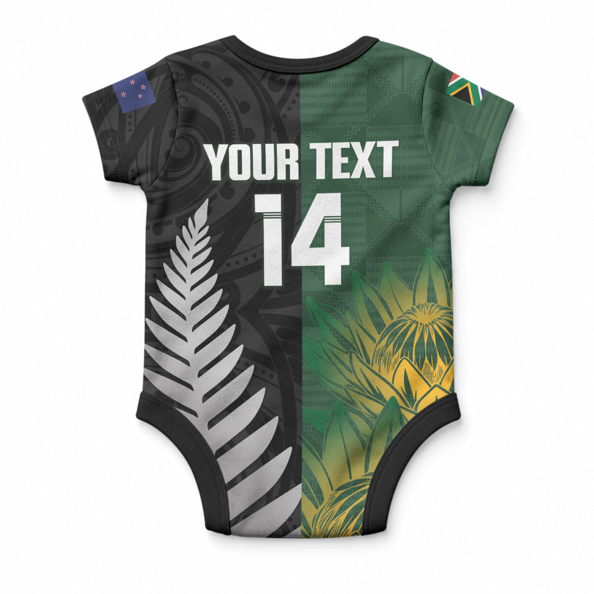 New Zealand and South Africa Rugby Custom Baby Onesie Ultimate Rivalry All Black Springboks