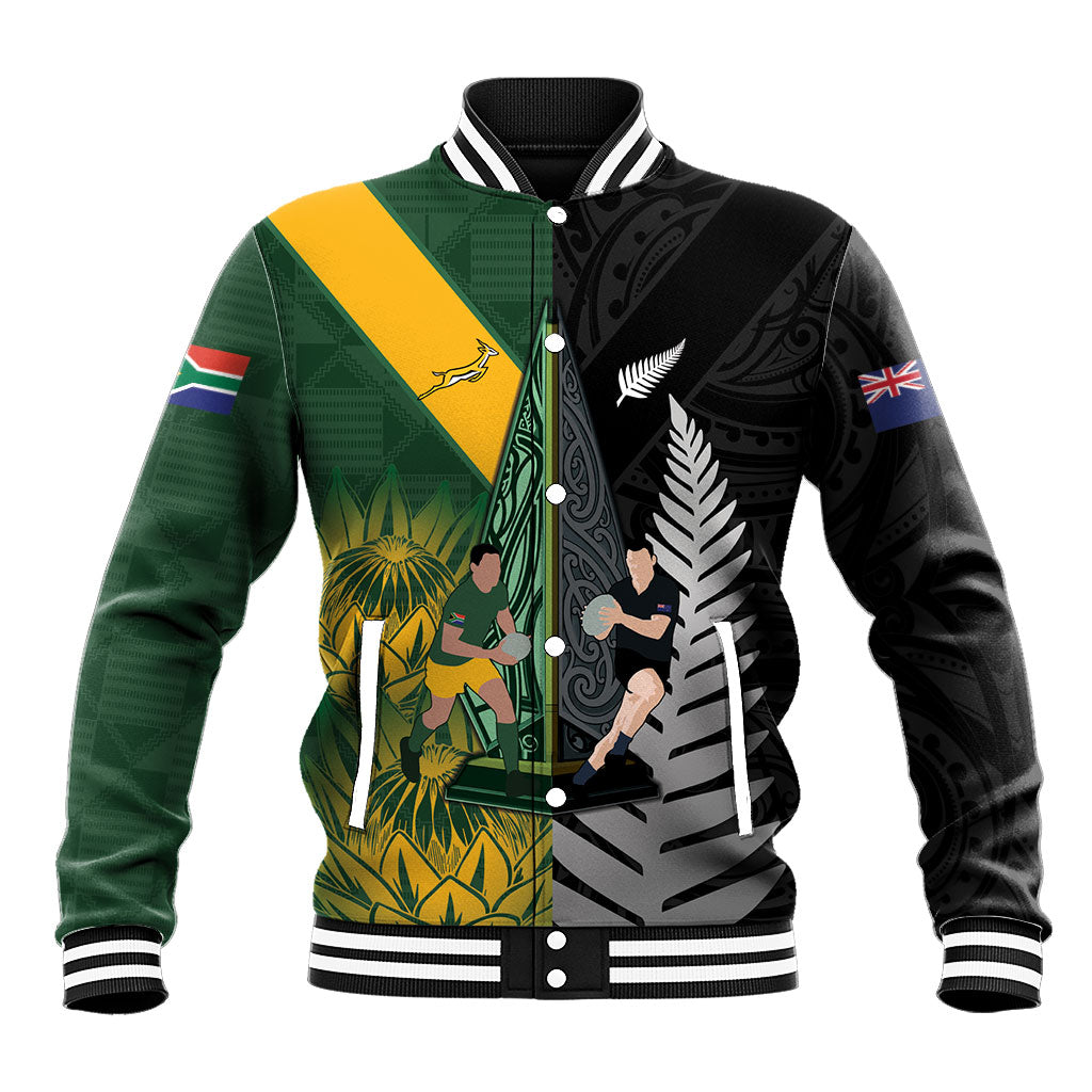 New Zealand and South Africa Rugby Custom Baseball Jacket Ultimate Rivalry All Black Springboks