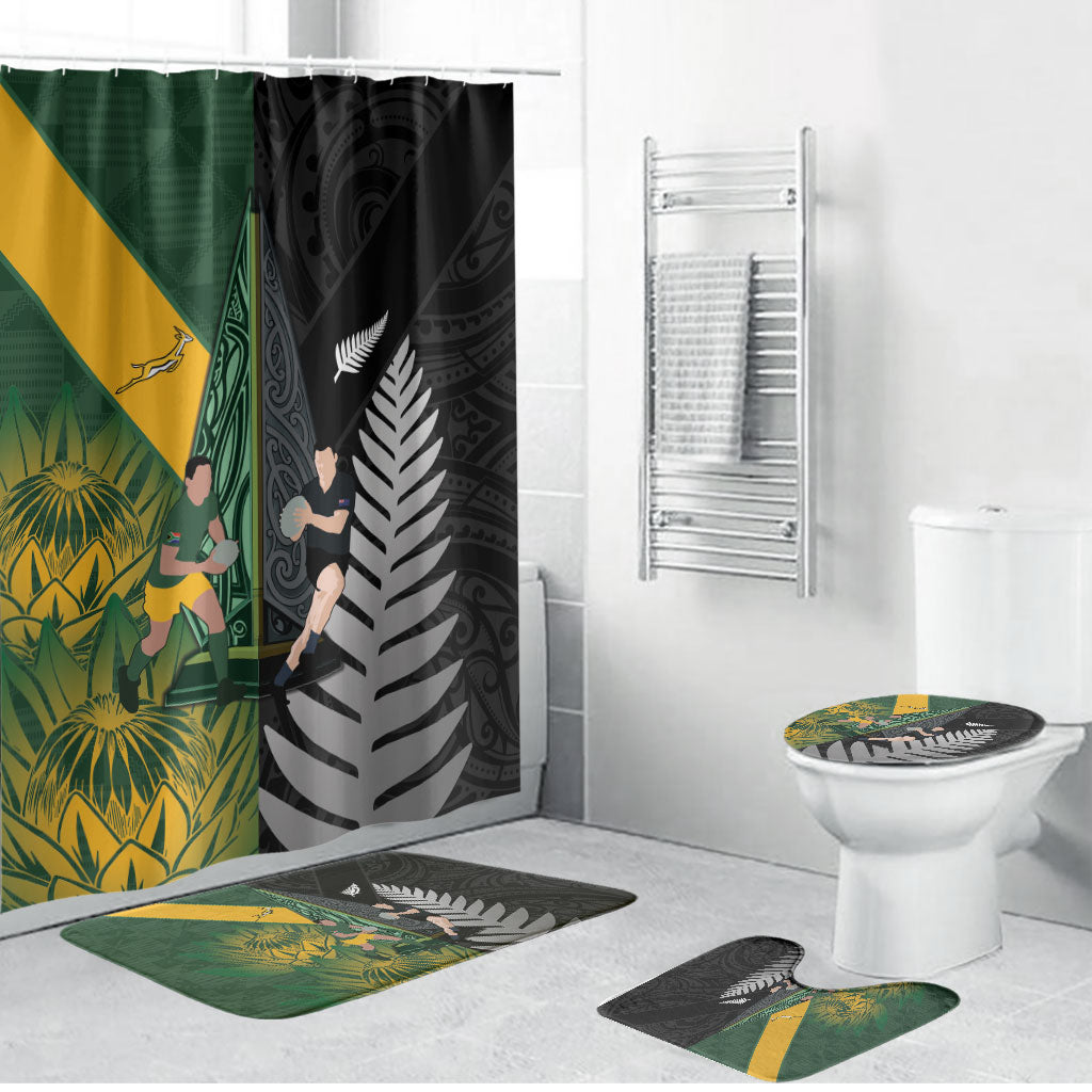 New Zealand and South Africa Rugby Bathroom Set Ultimate Rivalry All Black Springboks