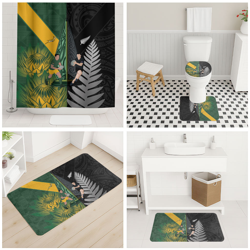 New Zealand and South Africa Rugby Bathroom Set Ultimate Rivalry All Black Springboks