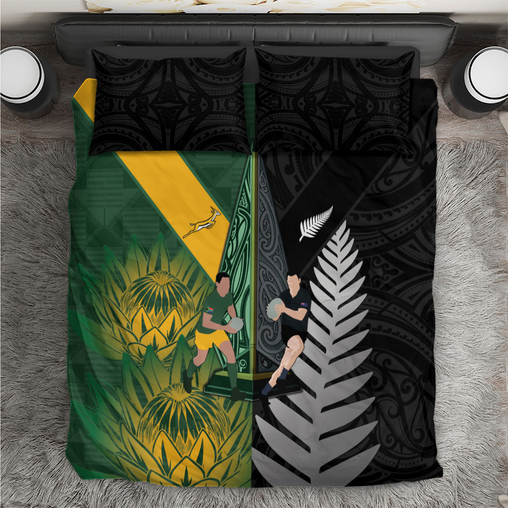 New Zealand and South Africa Rugby Bedding Set Ultimate Rivalry All Black Springboks