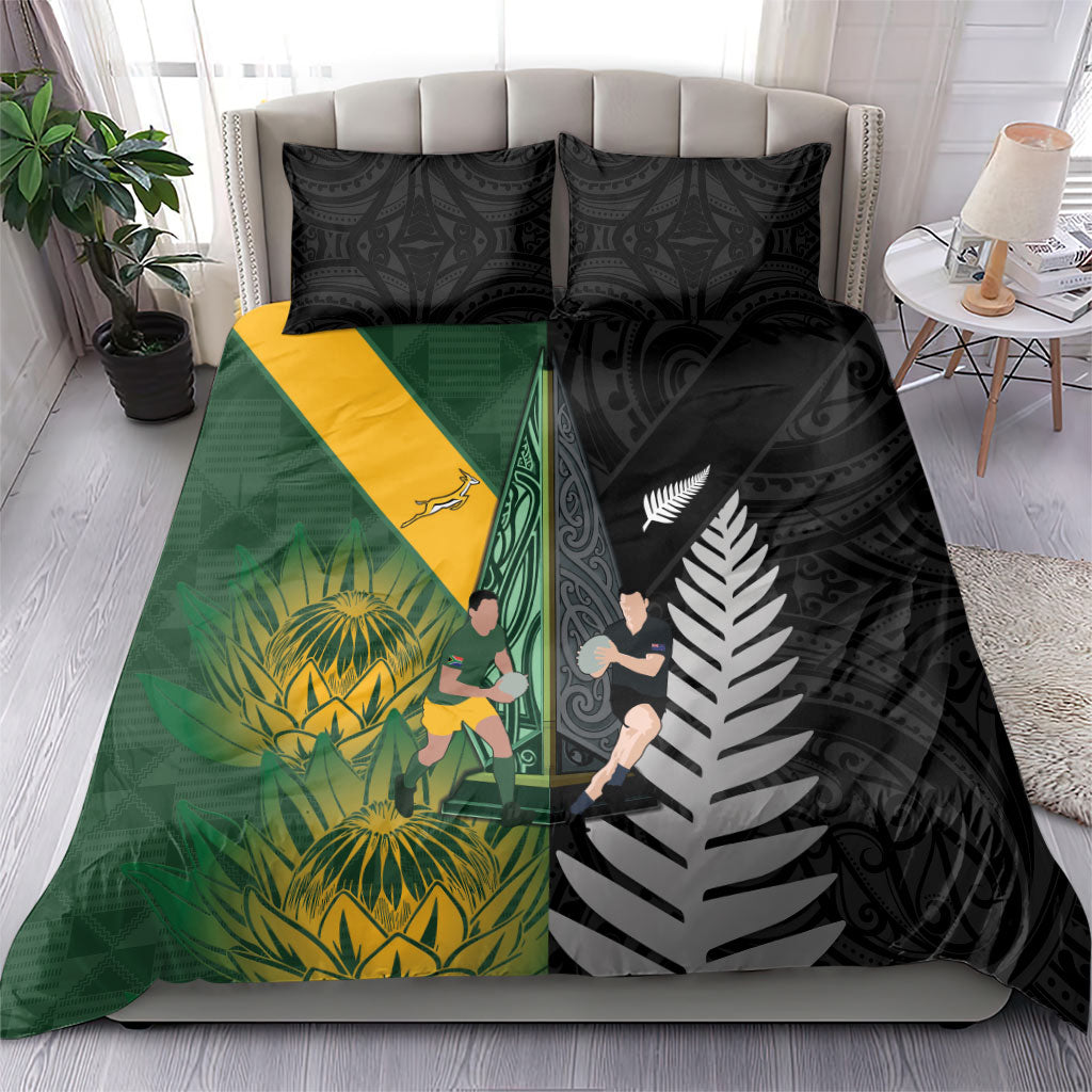 New Zealand and South Africa Rugby Bedding Set Ultimate Rivalry All Black Springboks