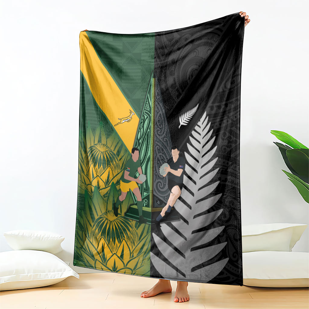 New Zealand and South Africa Rugby Blanket Ultimate Rivalry All Black Springboks