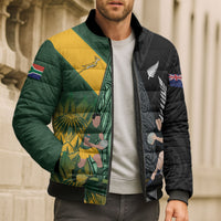 New Zealand and South Africa Rugby Custom Bomber Puffer Jacket Ultimate Rivalry All Black Springboks