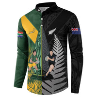 New Zealand and South Africa Rugby Custom Button Sweatshirt Ultimate Rivalry All Black Springboks