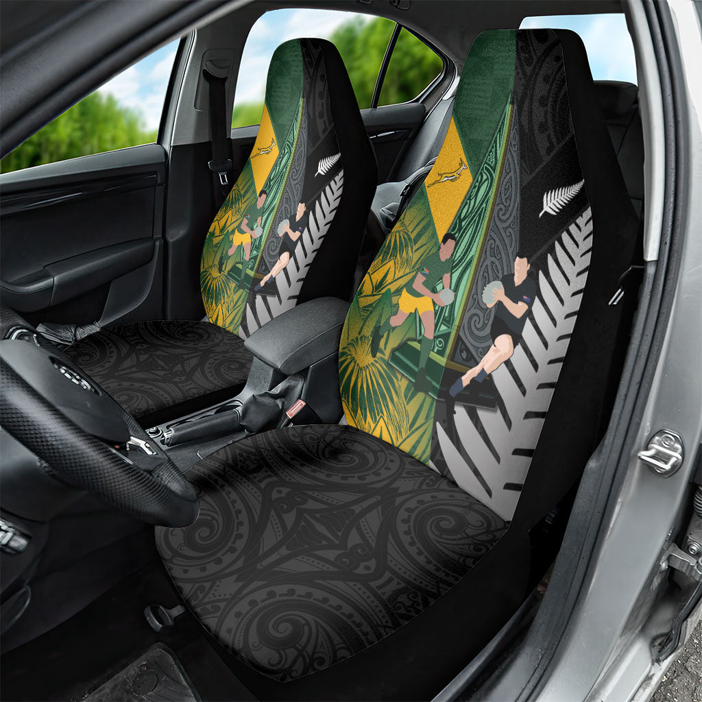 New Zealand and South Africa Rugby Car Seat Cover Ultimate Rivalry All Black Springboks