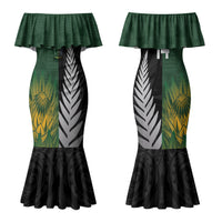 New Zealand and South Africa Rugby Custom Couples Matching Mermaid Dress and Long Sleeve Button Shirt Ultimate Rivalry All Black Springboks