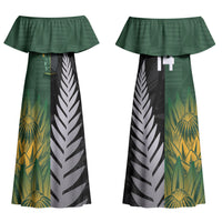 New Zealand and South Africa Rugby Custom Couples Matching Off Shoulder Maxi Dress and Long Sleeve Button Shirt Ultimate Rivalry All Black Springboks