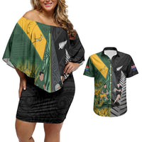 New Zealand and South Africa Rugby Custom Couples Matching Off Shoulder Short Dress and Hawaiian Shirt Ultimate Rivalry All Black Springboks