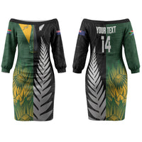 New Zealand and South Africa Rugby Custom Couples Matching Off The Shoulder Long Sleeve Dress and Long Sleeve Button Shirt Ultimate Rivalry All Black Springboks