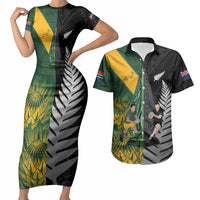 New Zealand and South Africa Rugby Custom Couples Matching Short Sleeve Bodycon Dress and Hawaiian Shirt Ultimate Rivalry All Black Springboks