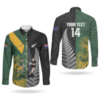 New Zealand and South Africa Rugby Custom Couples Matching Short Sleeve Bodycon Dress and Long Sleeve Button Shirt Ultimate Rivalry All Black Springboks