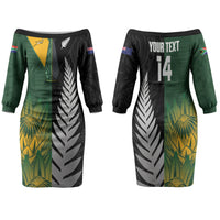 New Zealand and South Africa Rugby Custom Family Matching Off The Shoulder Long Sleeve Dress and Hawaiian Shirt Ultimate Rivalry All Black Springboks