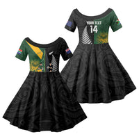 New Zealand and South Africa Rugby Custom Family Matching Tank Maxi Dress and Hawaiian Shirt Ultimate Rivalry All Black Springboks