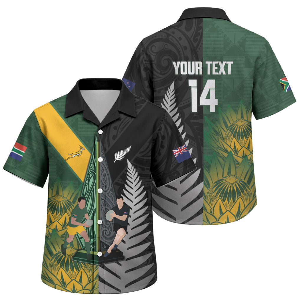 New Zealand and South Africa Rugby Custom Family Matching Tank Maxi Dress and Hawaiian Shirt Ultimate Rivalry All Black Springboks