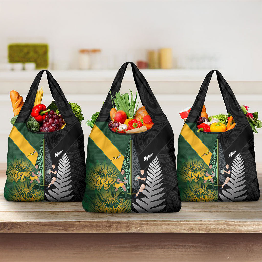 New Zealand and South Africa Rugby Grocery Bag Ultimate Rivalry All Black Springboks