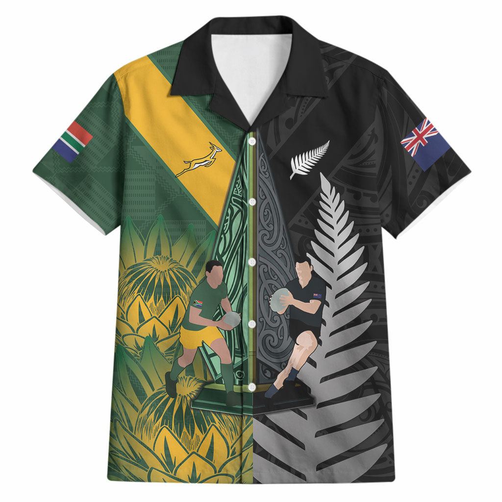 New Zealand and South Africa Rugby Custom Hawaiian Shirt Ultimate Rivalry All Black Springboks