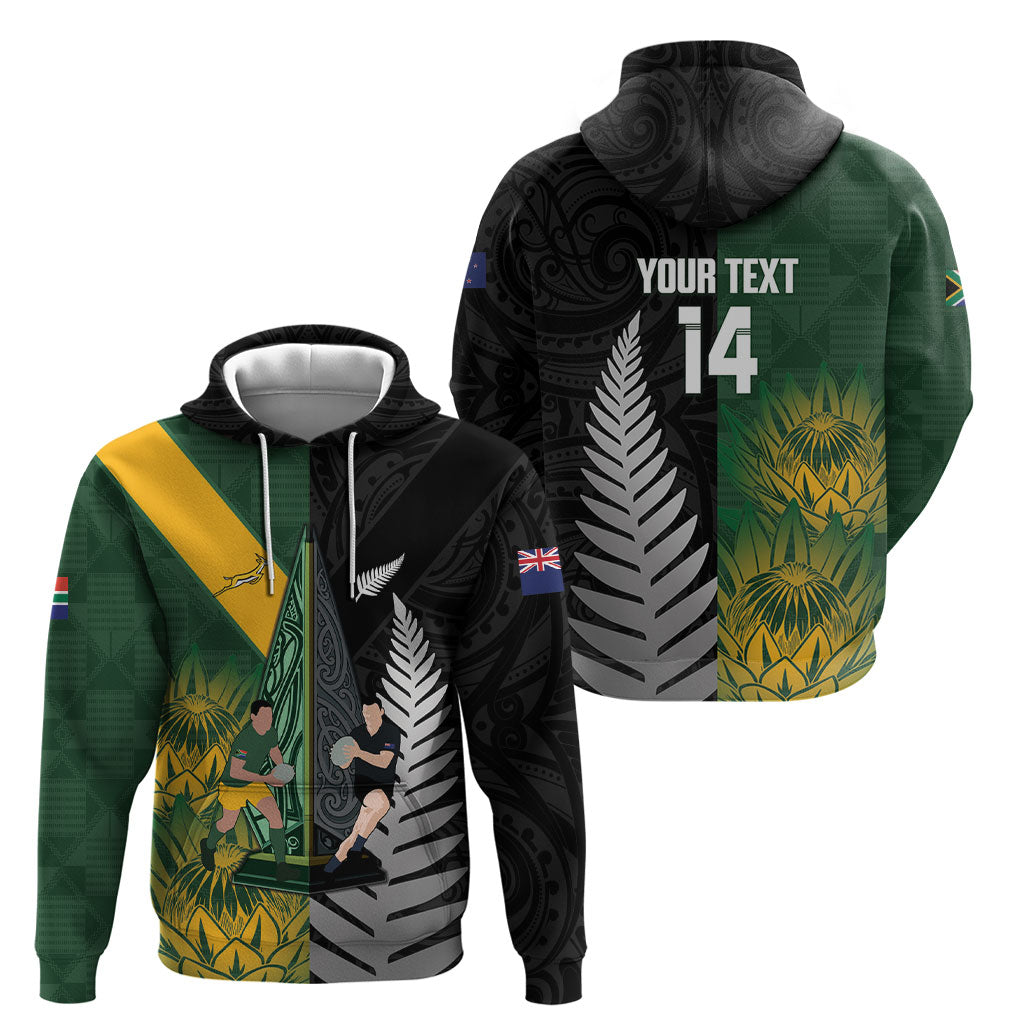 New Zealand and South Africa Rugby Custom Hoodie Ultimate Rivalry All Black Springboks