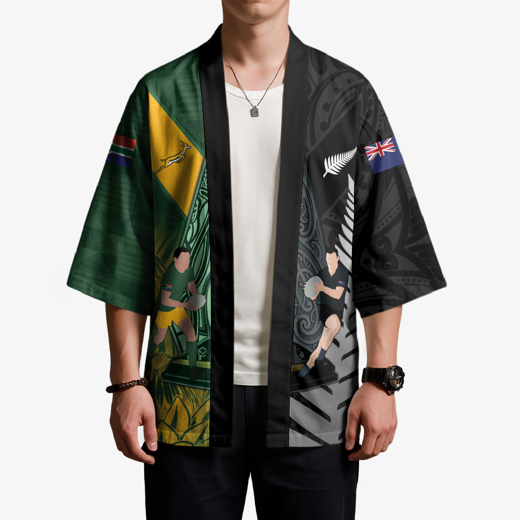 New Zealand and South Africa Rugby Custom Kimono Ultimate Rivalry All Black Springboks