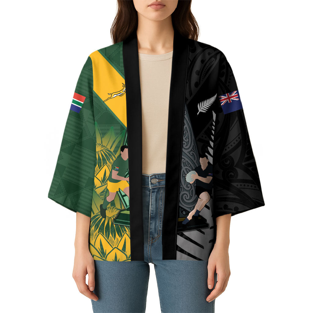 New Zealand and South Africa Rugby Custom Kimono Ultimate Rivalry All Black Springboks