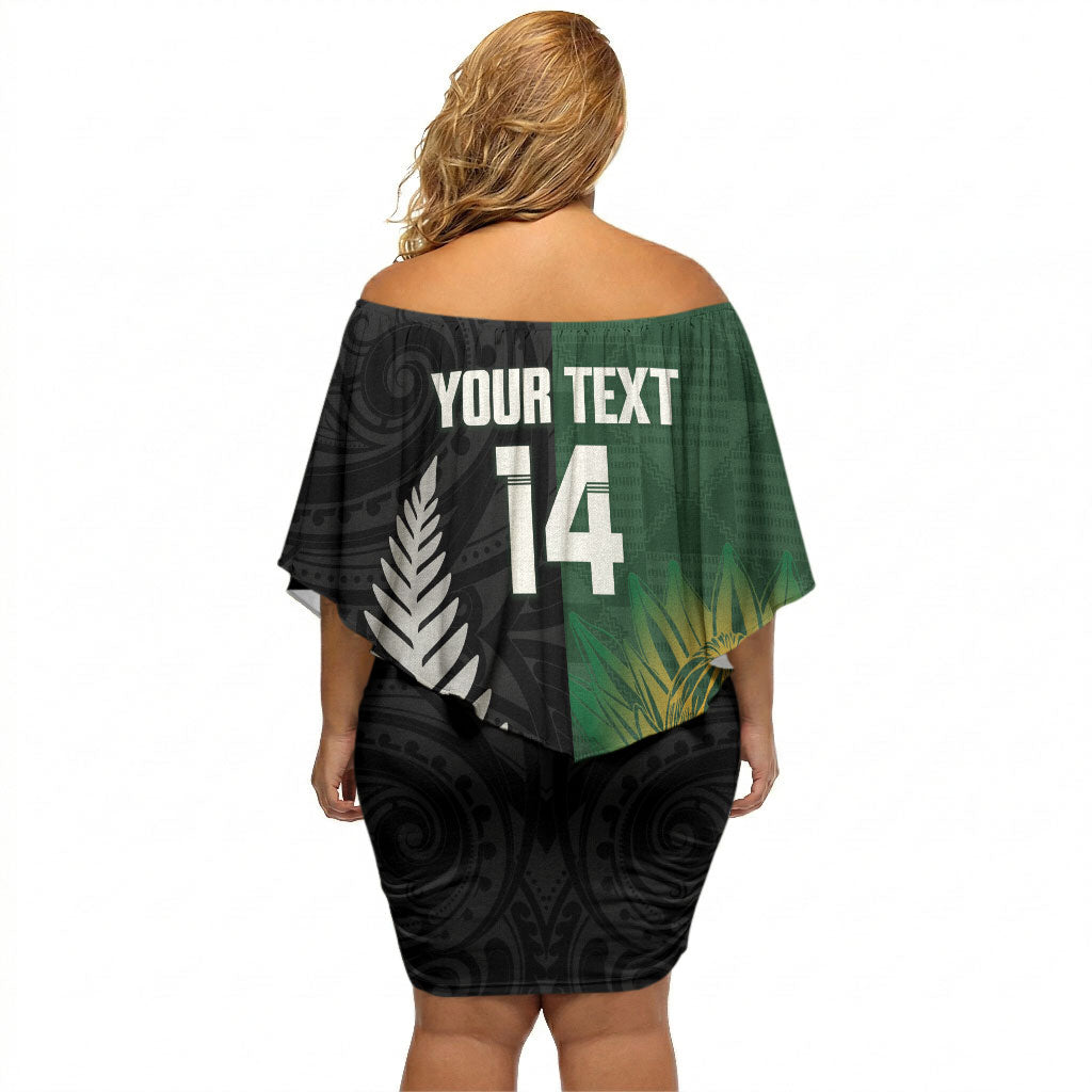 New Zealand and South Africa Rugby Custom Off Shoulder Short Dress Ultimate Rivalry All Black Springboks
