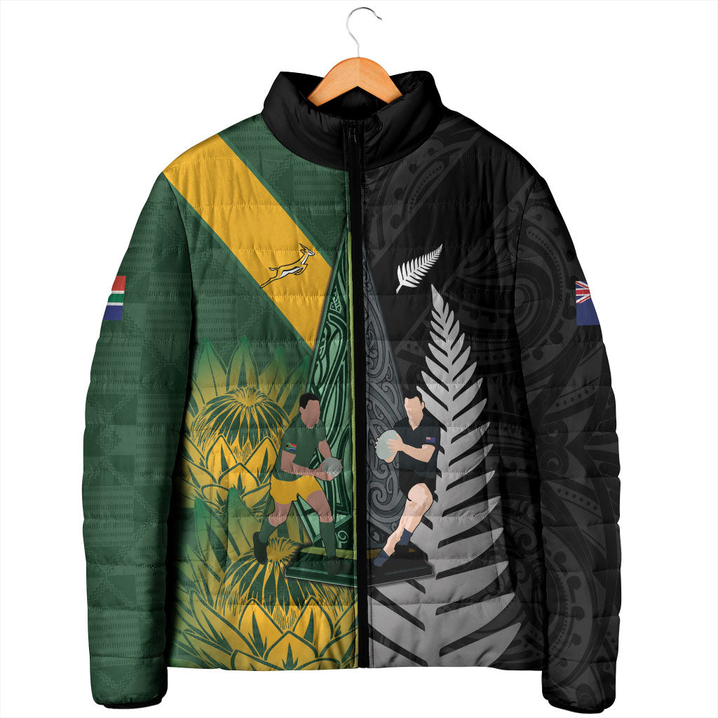 New Zealand and South Africa Rugby Custom Padded Jacket Ultimate Rivalry All Black Springboks