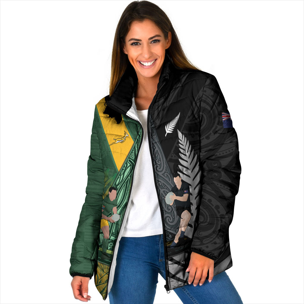 New Zealand and South Africa Rugby Custom Padded Jacket Ultimate Rivalry All Black Springboks