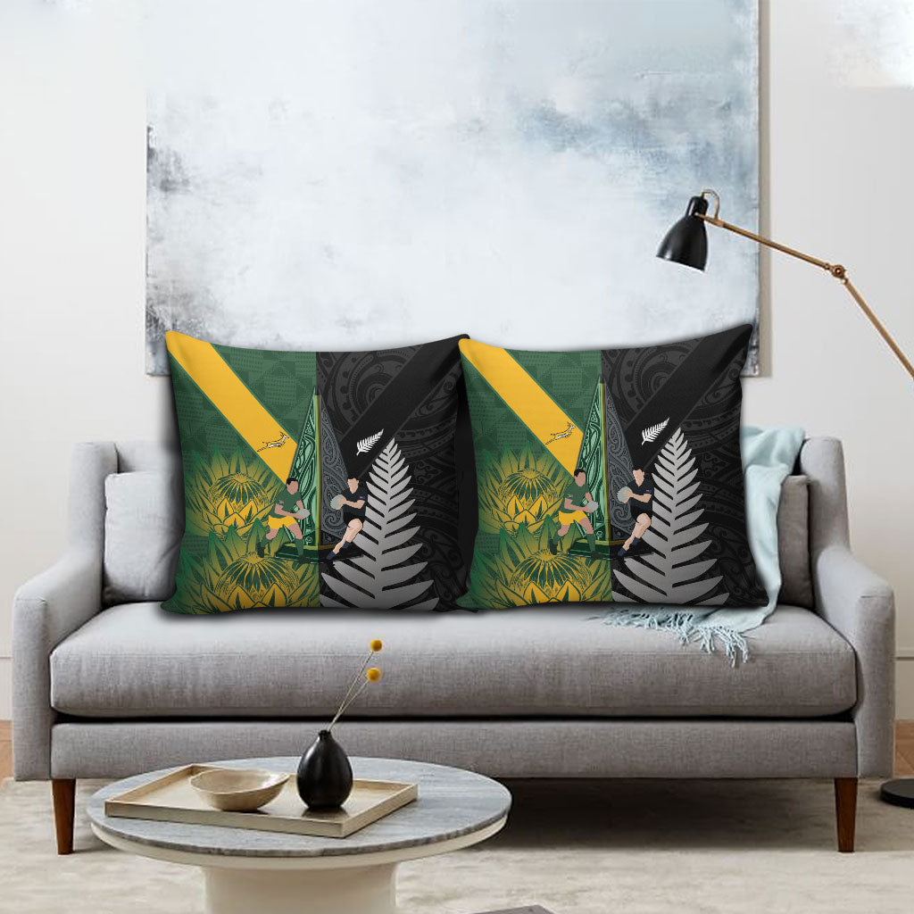 New Zealand and South Africa Rugby Pillow Cover Ultimate Rivalry All Black Springboks