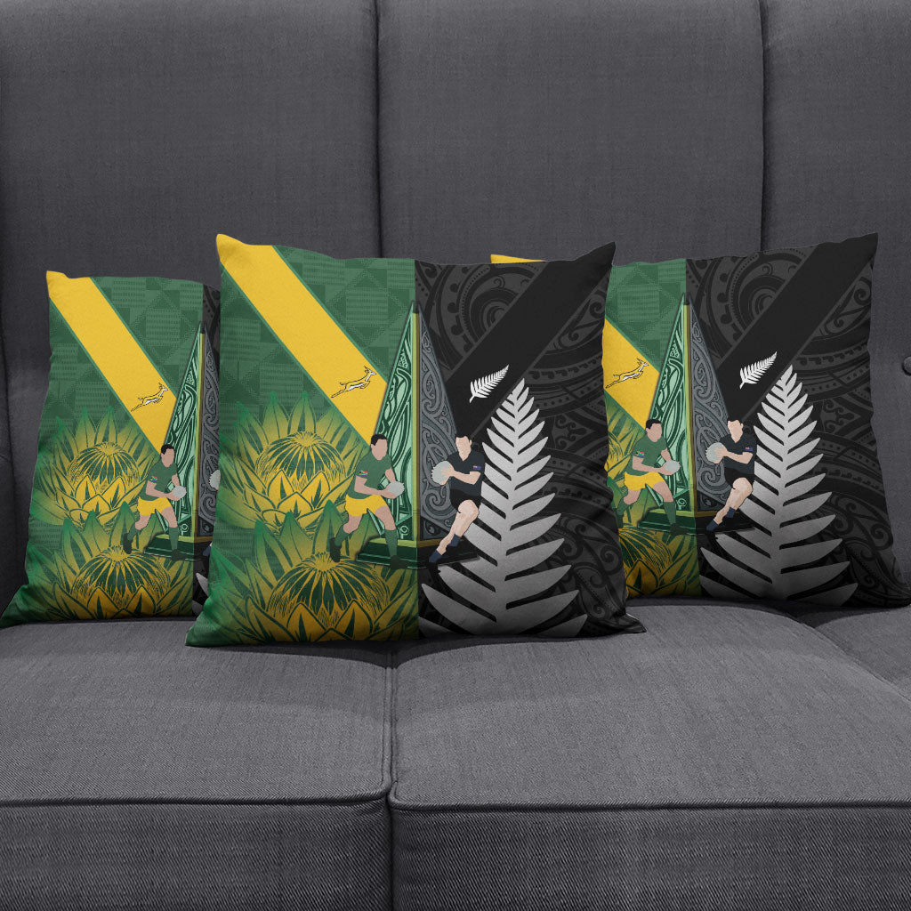 New Zealand and South Africa Rugby Pillow Cover Ultimate Rivalry All Black Springboks